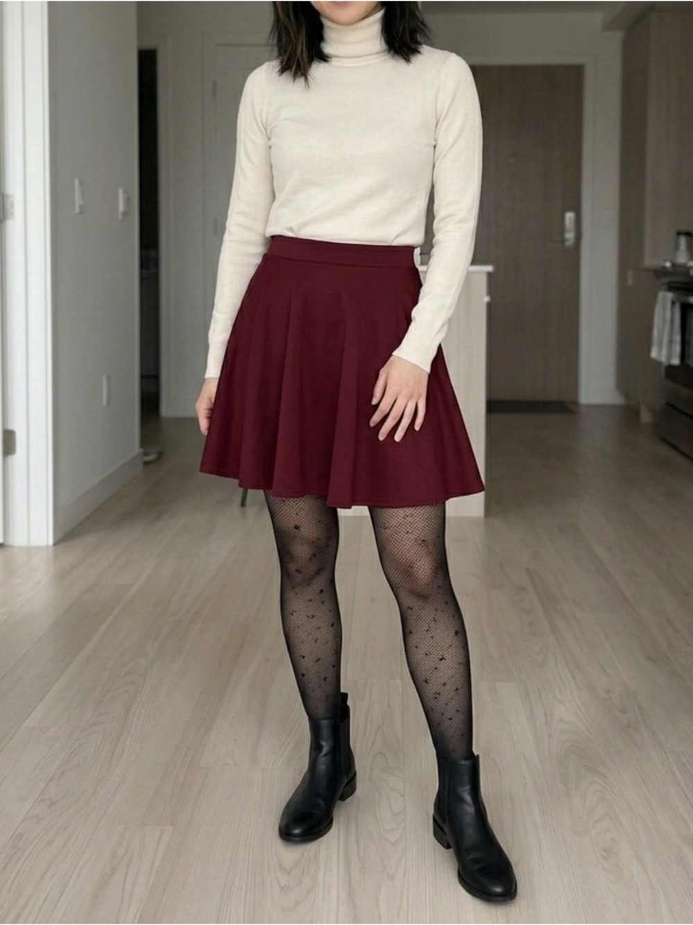 Frenchi Wine Red Circle Skirt